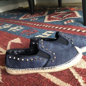 Ash Studded Denim Slip-on Espadrille